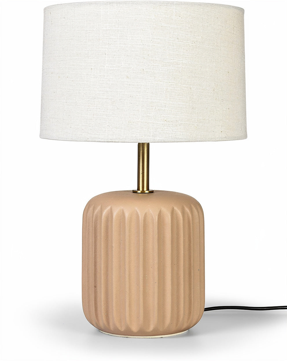 **Technische Titel in het Nederlands: Elegante tafellamp met ribbelvormige basis en linnen lampenkap**