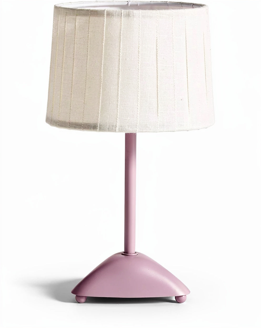 **Technische titel in het Nederlands: Minimalistische roze tafellamp met stoffen lampenkap**