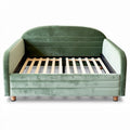 **Technische Titel in het Nederlands:** **Moderne Groen Velours Bedbank met Houten Lattenbodem**